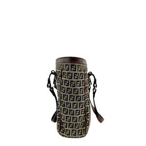 Fendi Handbag Brown Zucchino Leather Canvas